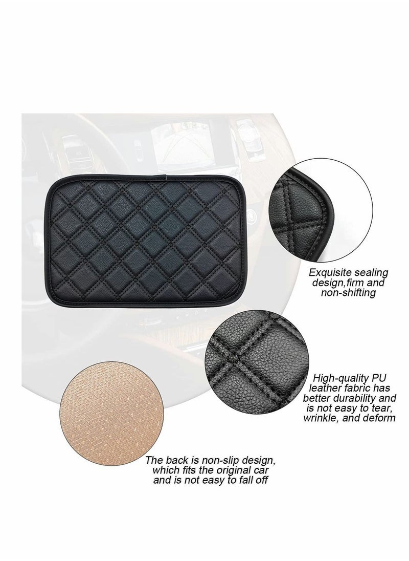 SYOSI - Car Leather Center Console Cushion Pad, Waterproof Armrest Seat Box Cover Fit for Cars, Vehicles, Comfort, Interior Protection Accessories (Black, 11.4"x7.4") - Image 1