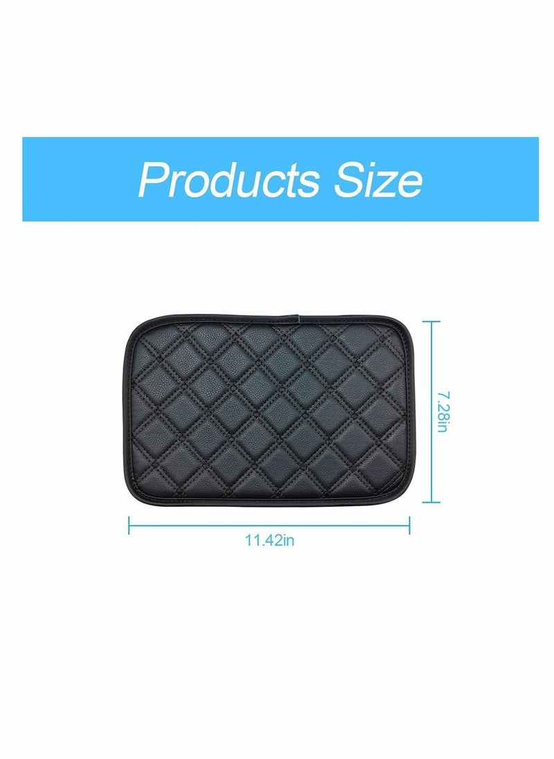 SYOSI - Car Leather Center Console Cushion Pad, Waterproof Armrest Seat Box Cover Fit for Cars, Vehicles, Comfort, Interior Protection Accessories (Black, 11.4"x7.4") - Image 1