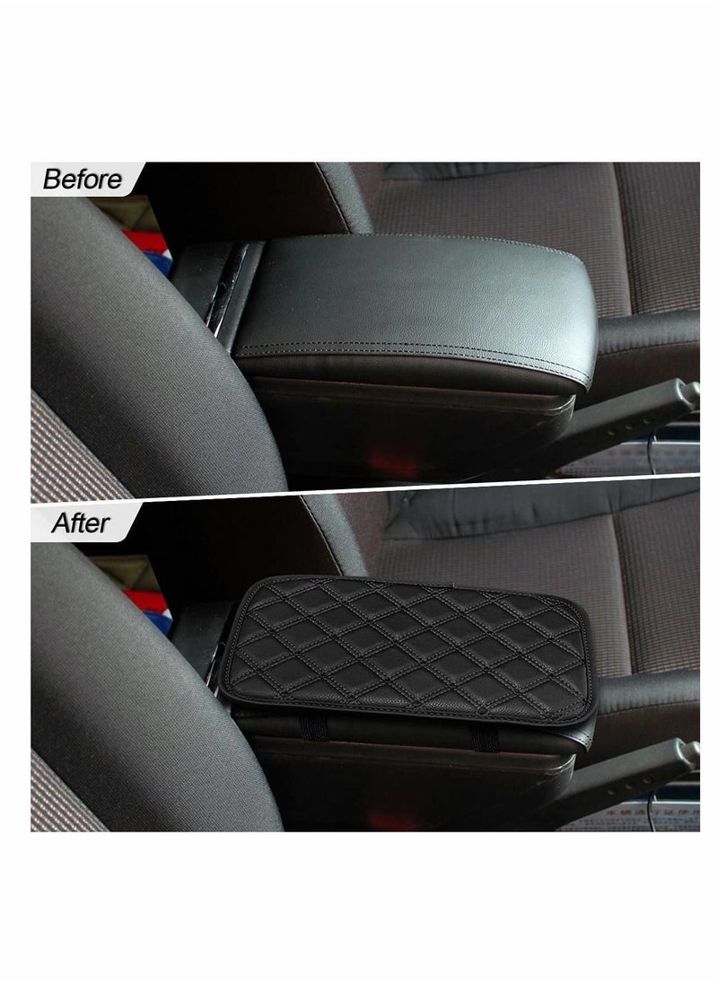 SYOSI - Car Leather Center Console Cushion Pad, Waterproof Armrest Seat Box Cover Fit for Cars, Vehicles, Comfort, Interior Protection Accessories (Black, 11.4"x7.4") - Image 1
