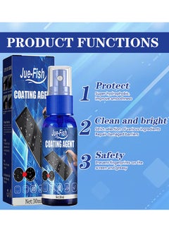 JUE-FISH Coating Agent For Phone, Screen Cleaner Spray And Microfiber Cloth, TV, Laptop And Computer Screen Cleaner, Great For Phone, Camera Lenses, Ipad, iPhone, MacBook Screen Cleaner, Streak And Odor Free  - Image 2