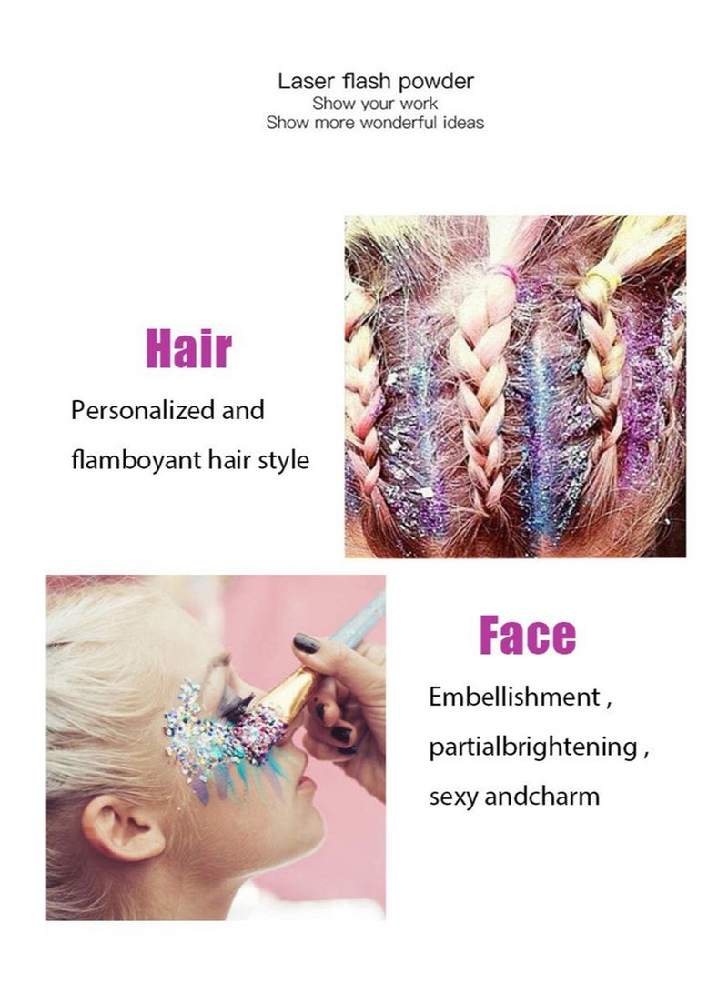 مايلمي 4 ألوان من جل بريق الوجه والجسم للحفلات، جل بريق الجسم، جل بريق الوجه والجسم لمكياج حفلات المغنيين، جل لامع ثلاثي الأبعاد يدوم طويلاً مع ترتر سميك للعين والشفاه والشعر والأظافر (فضي + وردي + ذهبي + أزرق) - Image 3