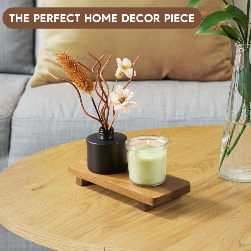 ZMZKKLL Small Acacia Wood Bathroom Tray Pedestal Stand Farmhouse Kitchen Decor Decorative Wooden Riser Soap Dish Sponge Holder for Vanity, Counter, Sink, 8.6" x 3.6" - Image 5