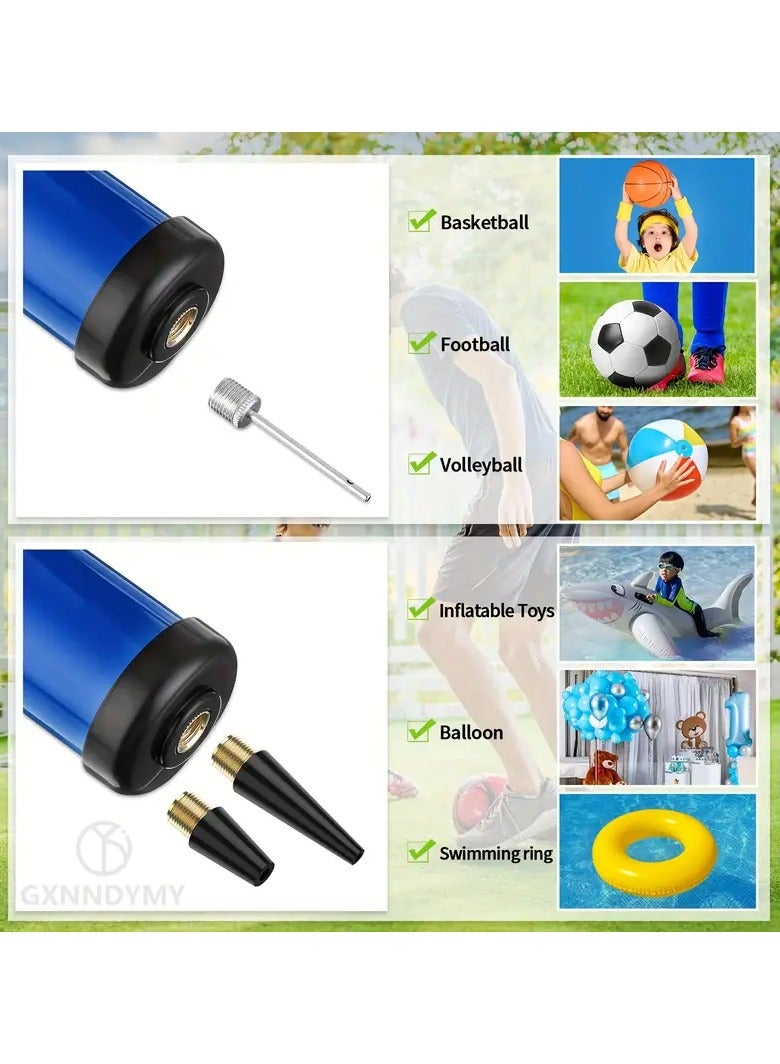 Goolsky Portable Manual Air Pump Kit, PVC Ball Pump Inflator with Needle, Nozzle, Extension Hose for Soccer Basketball Football Volleyball Water Polo Rugby Exercise Sports Ball Balloon Swim Inflatables, Blue, Without Battery - Image 3