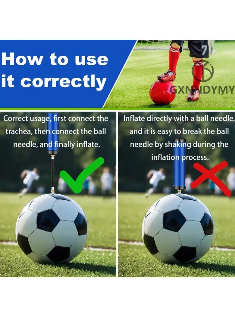 Goolsky Portable Manual Air Pump Kit, PVC Ball Pump Inflator with Needle, Nozzle, Extension Hose for Soccer Basketball Football Volleyball Water Polo Rugby Exercise Sports Ball Balloon Swim Inflatables, Blue, Without Battery - Image 4