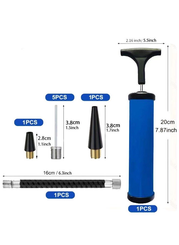 Goolsky Portable Manual Air Pump Kit, PVC Ball Pump Inflator with Needle, Nozzle, Extension Hose for Soccer Basketball Football Volleyball Water Polo Rugby Exercise Sports Ball Balloon Swim Inflatables, Blue, Without Battery - Image 5
