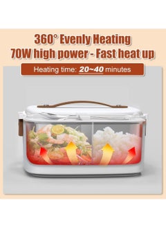 VUCATIN Electric Lunch Box 24V Food Heated Portable Bento-Box for Truck Home Thermal Lunch Box (1800ML White)  - Image 5