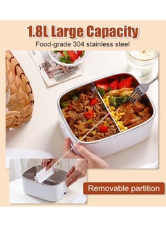 VUCATIN Electric Lunch Box 24V Food Heated Portable Bento-Box for Truck Home Thermal Lunch Box (1800ML White)  - Image 3