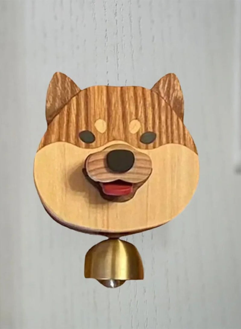 Playful Shiba Dog Face Wooden Doorbell - Image 1