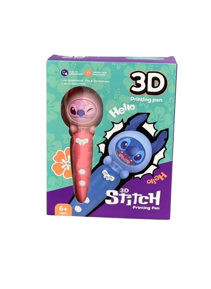 بريميم قلم طباعة ثلاثي الأبعاد للأطفال بتصميم ستيتش الكرتوني الأزرق، قلم رسم إبداعي آمن ذو حرارة منخفضة، لعبة فنية يمكنك صنعها بنفسك للأطفال من عمر ست سنوات فما فوق، شائع في المملكة العربية السعودية - Image 1