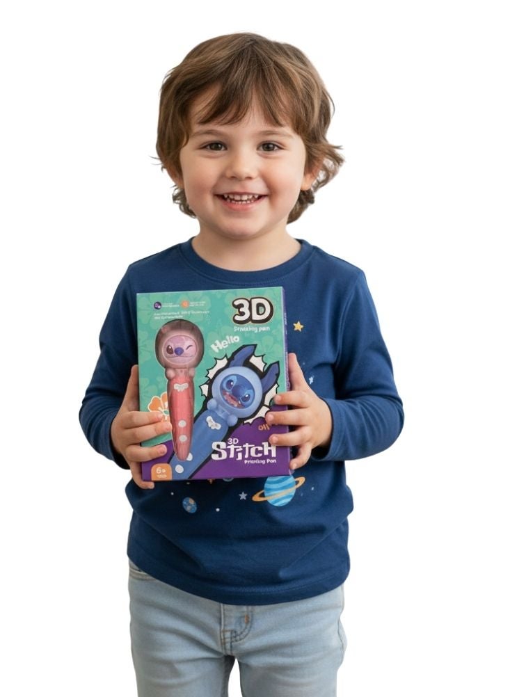 بريميم قلم طباعة ثلاثي الأبعاد للأطفال بتصميم ستيتش الكرتوني الأزرق، قلم رسم إبداعي آمن ذو حرارة منخفضة، لعبة فنية يمكنك صنعها بنفسك للأطفال من عمر ست سنوات فما فوق، شائع في المملكة العربية السعودية - Image 2