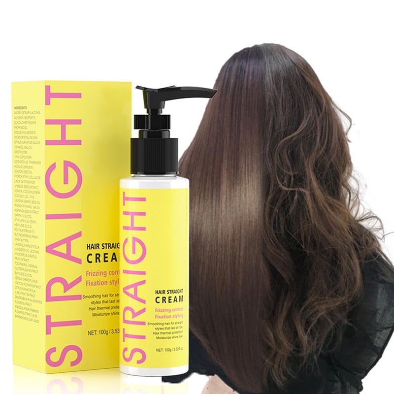gowwim Hair Straightener Cream, 72h Long-Lasting Frizz Control Heat Protection up to 230Â°c (450â„‰) Plant Extracts Nourishing Smoothing Straightening Cream for Frizzy & Curly Hair 100g/3.53 Fl Oz - Image 4