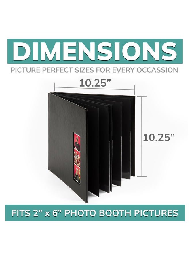 pbf PHOTO BOOTH FRAMES Black Cover Wedding Memory Guest Book Album DIY Picture Scrapbook with 2x6 Inch Strip Inserts - 40 Black Pages - Image 2