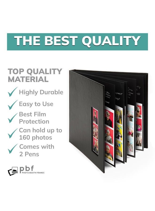 pbf PHOTO BOOTH FRAMES Black Cover Wedding Memory Guest Book Album DIY Picture Scrapbook with 2x6 Inch Strip Inserts - 40 Black Pages - Image 4