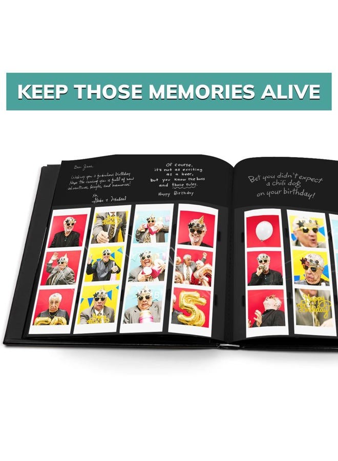 pbf PHOTO BOOTH FRAMES Black Cover Wedding Memory Guest Book Album DIY Picture Scrapbook with 2x6 Inch Strip Inserts - 40 Black Pages - Image 3