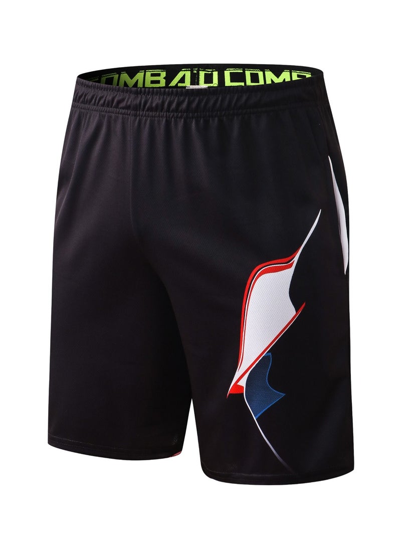 YEL PRO Men Quick Dry Breathable Elastic Shorts Black - Image 1