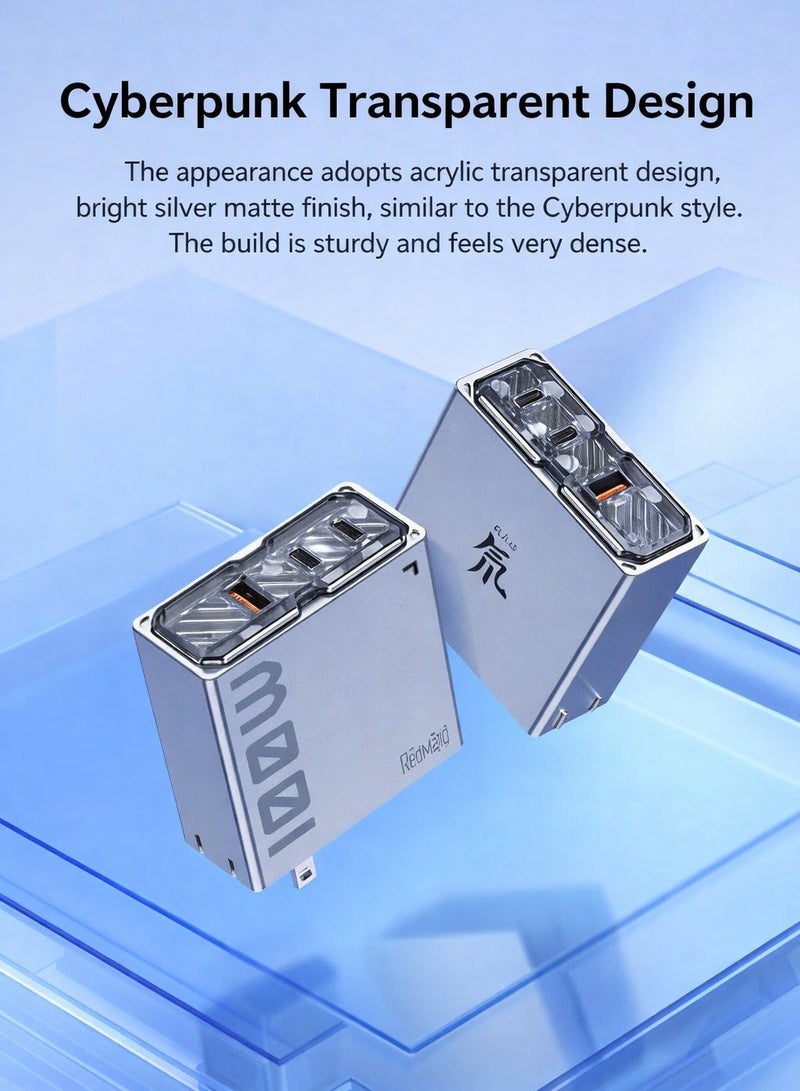 ريد ماجيك شاحن ريد ماجيك السريع 100 واط، بتصميم صغير مع ثلاث مخارج، ودبابيس قابلة للطي، مناسب لهواتف ريد ماجيك أسترا , نوفا، والآيباد، والأجهزة اللوحية، والماك بوك، واللابتوبات - مع السلك - منفذ امريكي - Image 5