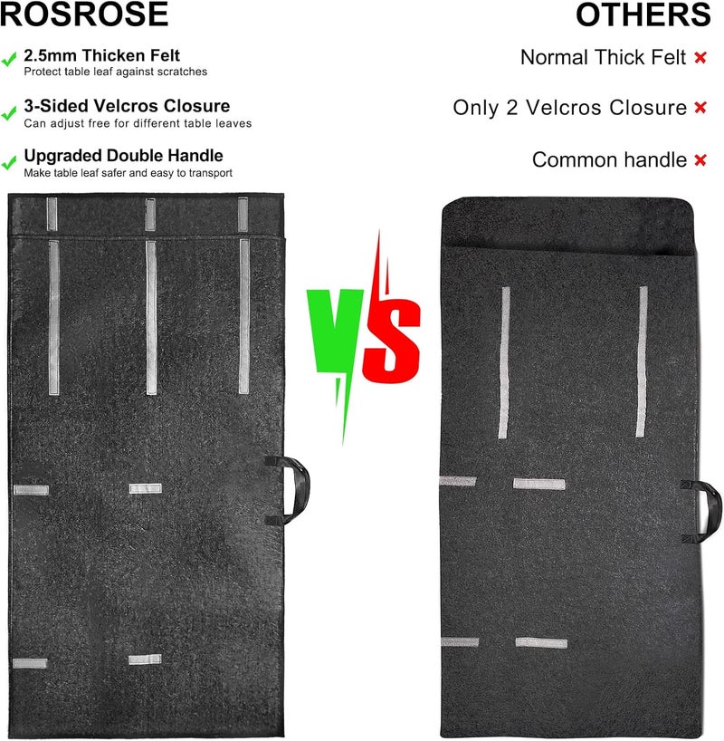 ROSROSE Table Leaf Storage Bag 2 Pack, Extra Thick Padded Felt Table Leaf Covers for Storage, Fits 48x24in Table Leaves, with Adjustable Straps & Reinforced Handles, Ultra Soft Dining Table Leaf Protector - Image 5