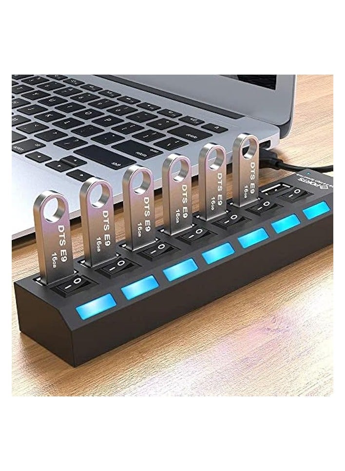 Green Tiger Multi Port USB Splitter, 7-Ports USB 2.0 Hub USB Data Adapter with On/Off Individual LEDs Switch Compatible for Macbook, Mac Pro/mini, For iMac, Notebook PC, USB Flash Drives, and Mobile HDD - Image 5