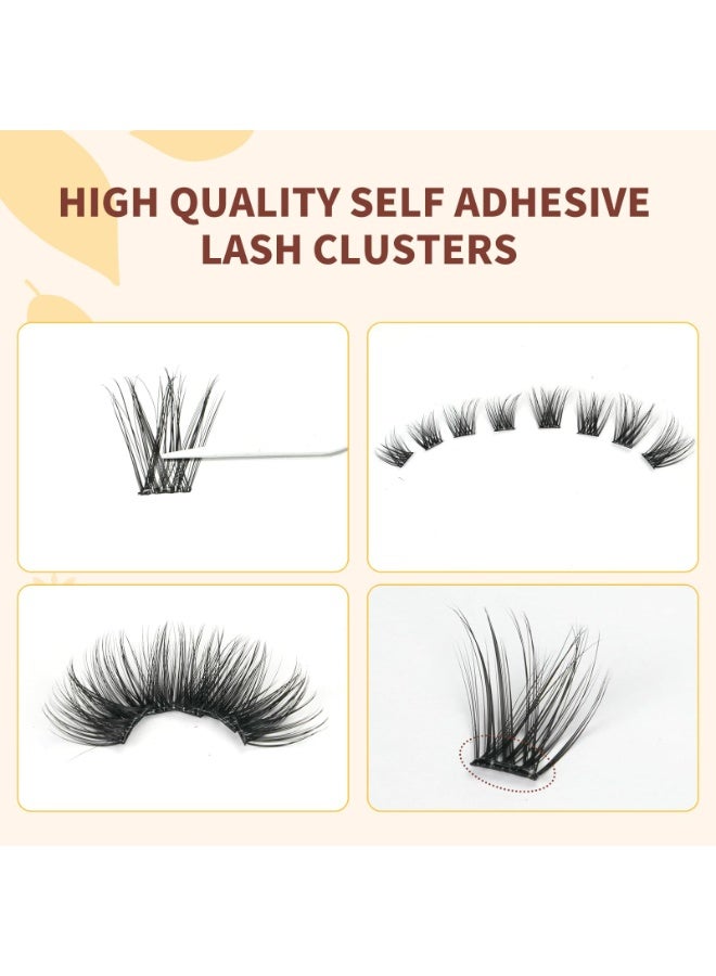 OSHIMA Self Adhesive Eyelashes, 120 Pcs Self Adhesive Lash Clusters, No Glue Needed Wispy Natural Look Press On Lashes, Cluster Lashes Kit with Lash Tweezers - Image 4