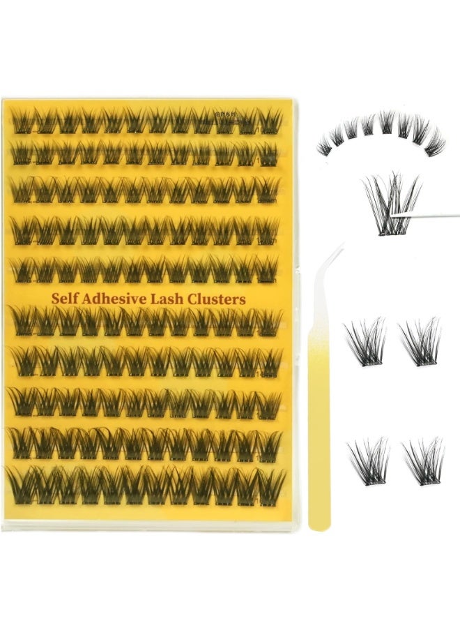 OSHIMA Self Adhesive Eyelashes, 120 Pcs Self Adhesive Lash Clusters, No Glue Needed Wispy Natural Look Press On Lashes, Cluster Lashes Kit with Lash Tweezers - Image 1