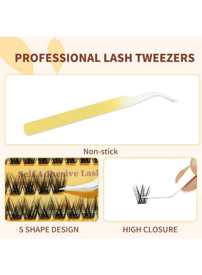 OSHIMA Self Adhesive Eyelashes, 120 Pcs Self Adhesive Lash Clusters, No Glue Needed Wispy Natural Look Press On Lashes, Cluster Lashes Kit with Lash Tweezers - Image 5