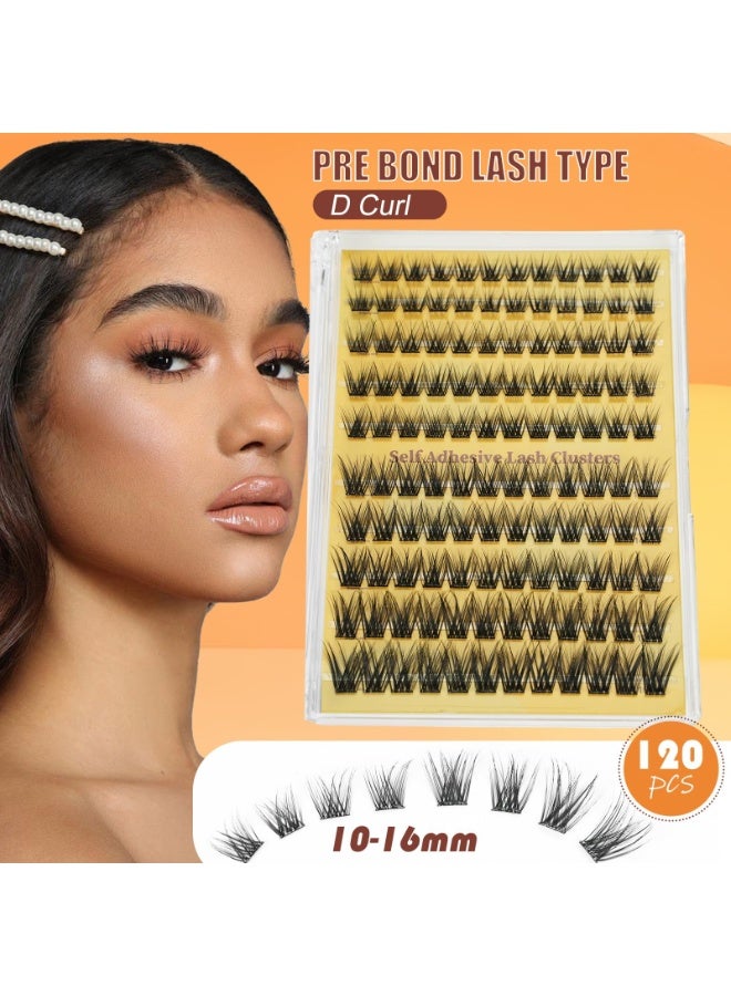 OSHIMA Self Adhesive Eyelashes, 120 Pcs Self Adhesive Lash Clusters, No Glue Needed Wispy Natural Look Press On Lashes, Cluster Lashes Kit with Lash Tweezers - Image 2