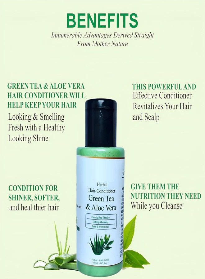 Glamezone Green Tea & Aloe Vera Hair Conditioner, Nourishing Hair Care for Soft Shiny Hair - Image 2