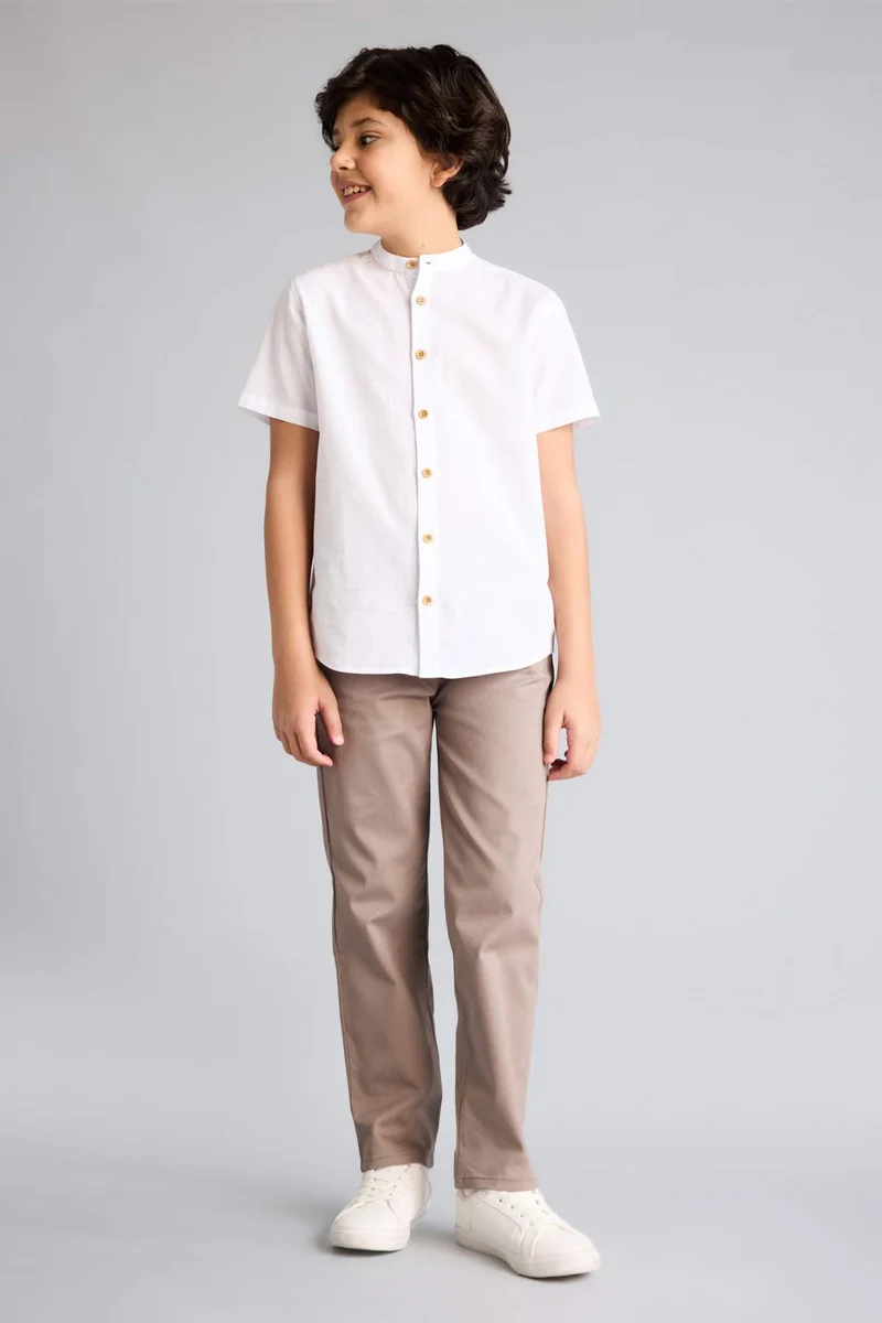 ديفاكتو Boy Regular Fit Straight Leg Gabardine Trousers