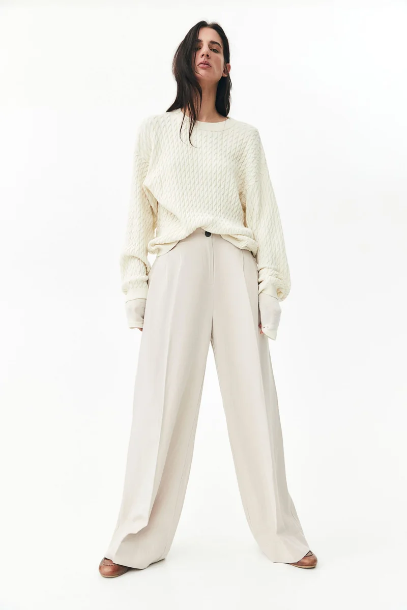 H&M Wide linen-blend trousers