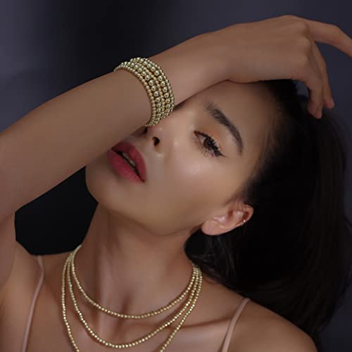 Badu Gold Bead Bracelet for Women 14K Gold Plated Bead Ball Bracelet Stretchable Elastic Hypoallergenic Bohemian Stackable Bracelet（Small） - Image 4