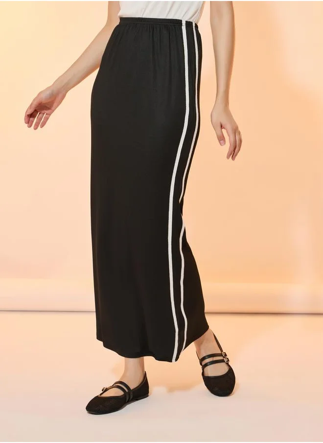 Styli Contrast Taping Side Stripe Maxi Skirt