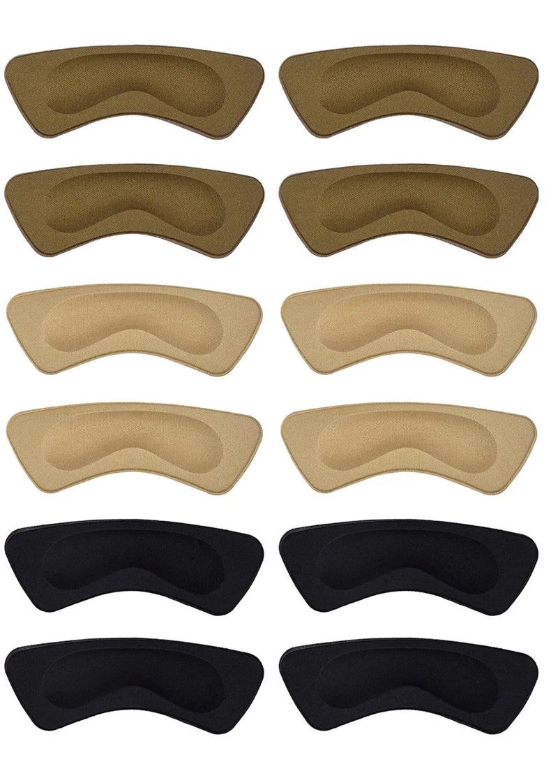 6 Pairs Heel Cushion Pads Shoe Grips Liner Self-Adhesive Insoles Foot Care Protector (Multicolor) - Image 1