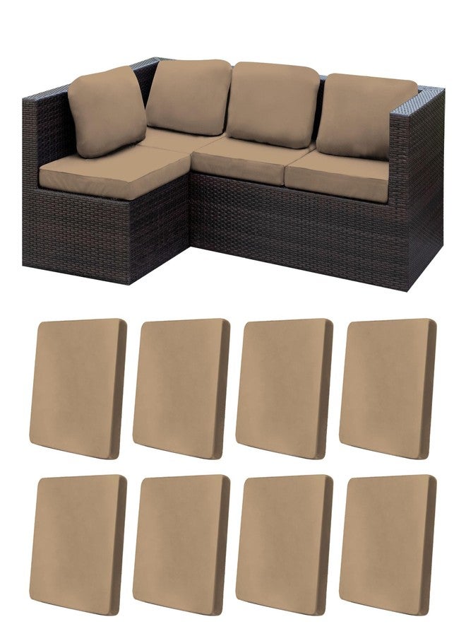 BIETYONE 8Pcs Stretch Patio Cushion Covers,Outdoor Couch Covers Replacement,Outdoor Couch & Sofa Slipcovers,for Patio Furniture Cushion Covers,Washable Reusable Furniture Protector (Khaki, Cover Only) - Image 1