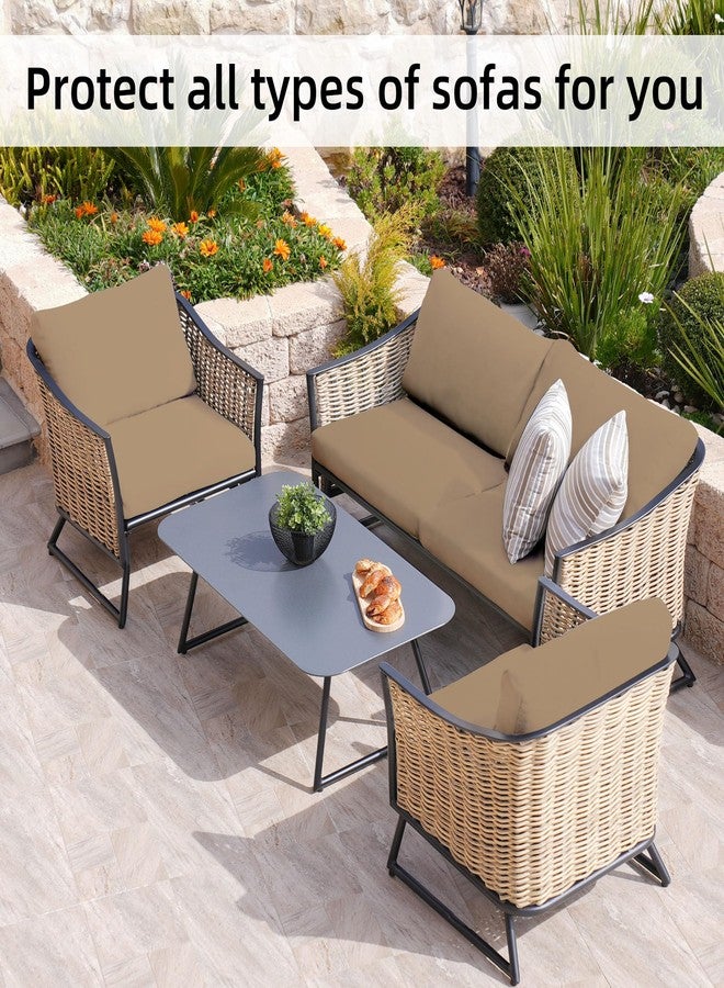 BIETYONE 8Pcs Stretch Patio Cushion Covers,Outdoor Couch Covers Replacement,Outdoor Couch & Sofa Slipcovers,for Patio Furniture Cushion Covers,Washable Reusable Furniture Protector (Khaki, Cover Only) - Image 4