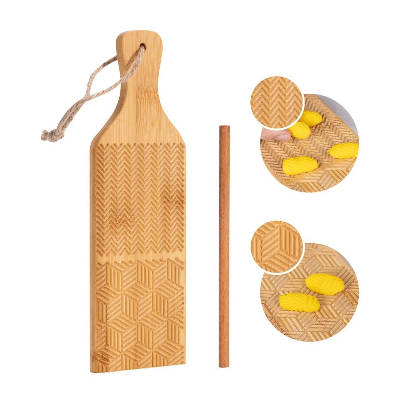 Combo Gnocchi Pasta Board Garganelli Board, Cutter for Pasta Maker Pasta Board Gnocchi Roller Kitchen Natural Bamboo Kitchen Gadgets Tools, Noodle Pasta Cutlery Gift
