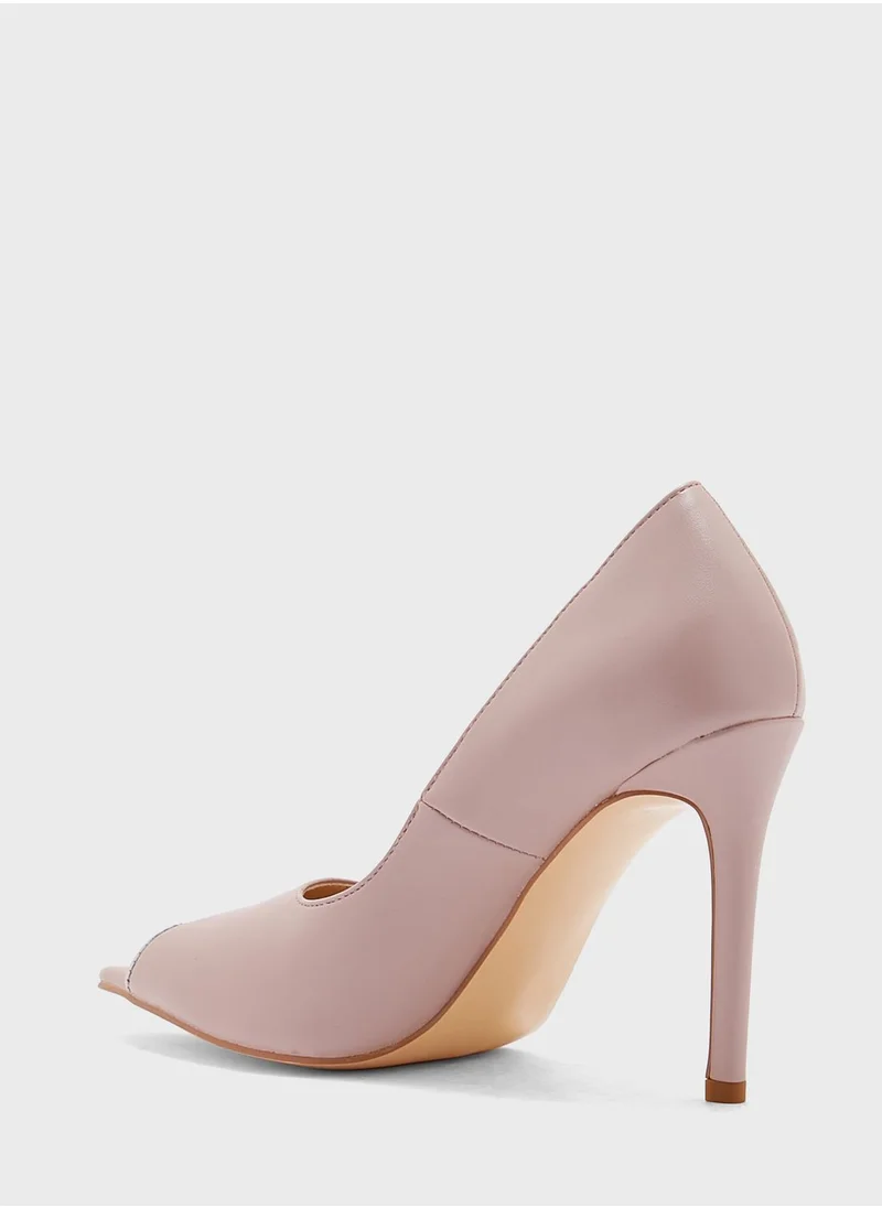 Khizana Metallic Trim Peep-toe Pointed Pump