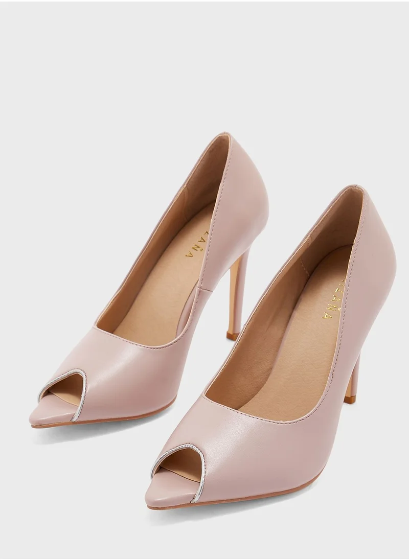 Khizana Metallic Trim Peep-toe Pointed Pump