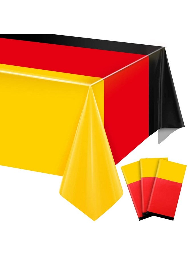 Capoda German Table Cover, Oktoberfest Disposable Plastic Tablecloth For German Parties Waterproof 54 X 108 Inch German Flag Table Cloth Black Red Yellow Kitchen Table Cloth For Camping (3 Pack) - Image 1