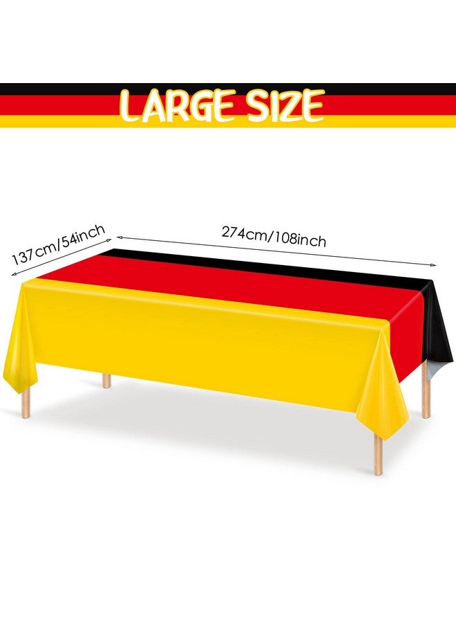 Capoda German Table Cover, Oktoberfest Disposable Plastic Tablecloth For German Parties Waterproof 54 X 108 Inch German Flag Table Cloth Black Red Yellow Kitchen Table Cloth For Camping (3 Pack) - Image 2