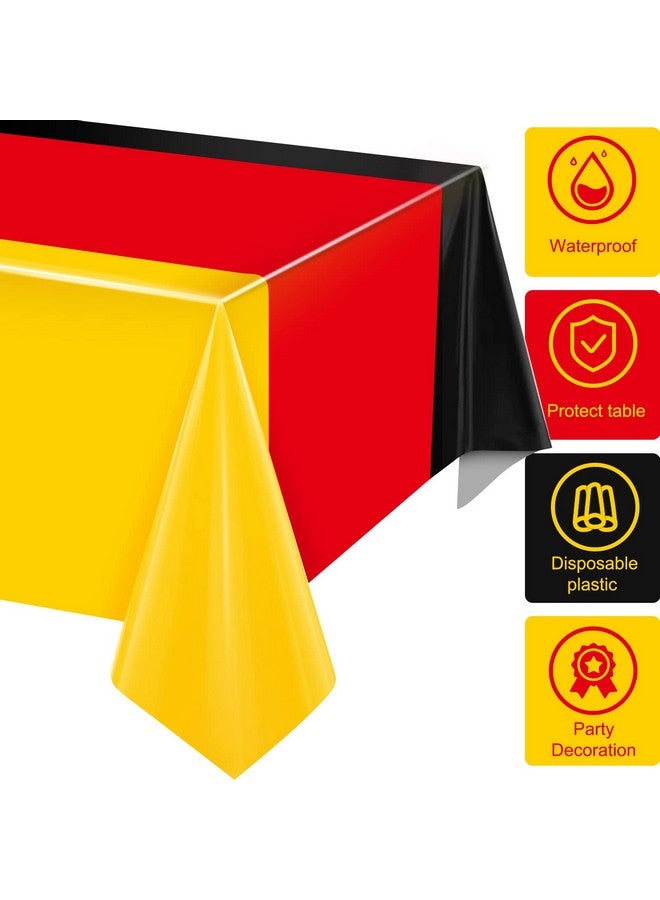 Capoda German Table Cover, Oktoberfest Disposable Plastic Tablecloth For German Parties Waterproof 54 X 108 Inch German Flag Table Cloth Black Red Yellow Kitchen Table Cloth For Camping (3 Pack) - Image 3