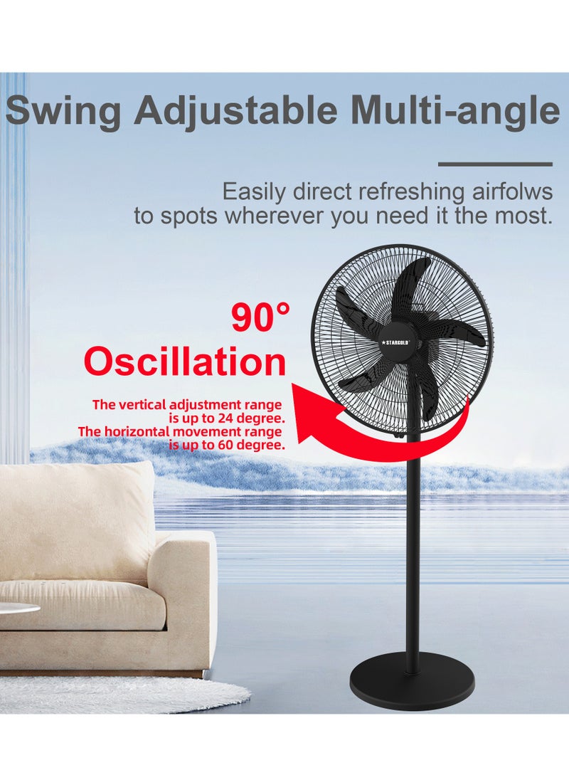 Stargold - 18 Inch Rechargeable Oscillating Fan Table Fan Wall Fan Floor Fan Ceiling Fan With 4 SMD LED Light - Image 1