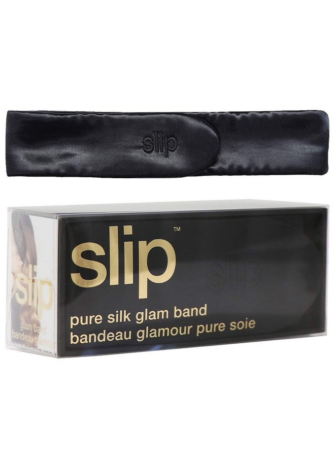 SLIP Silk Black Glam Band One Size (19” 25”) Pure 22 Momme Mulberry Silk Multipurpose Makeup Headband Comfortable Soft + Versatile Beauty Band And Spa Headband With Adjustable Fastening - Image 2