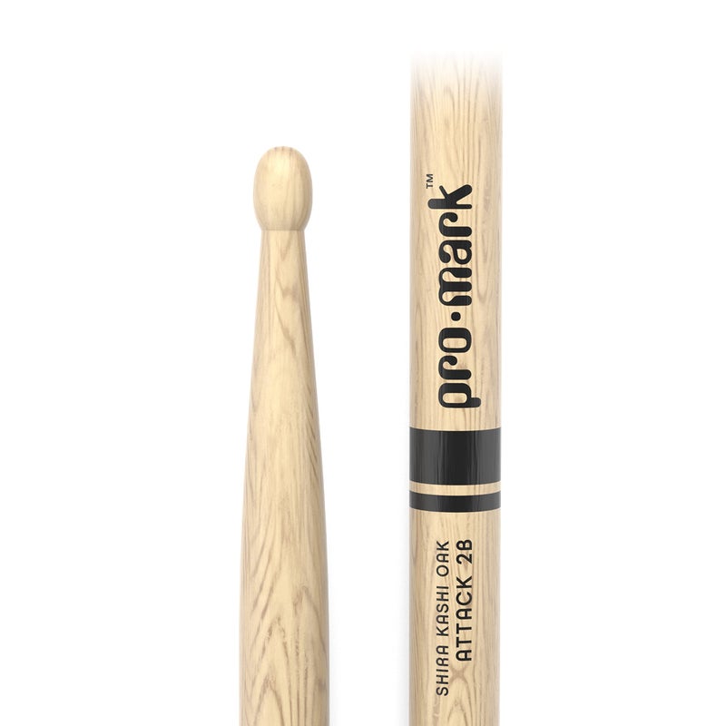 ProMark Drum Sticks - Classic Attack 2B Shira Kashi Oak Drumsticks, Oval Wood Tip, One Pair - Image 2