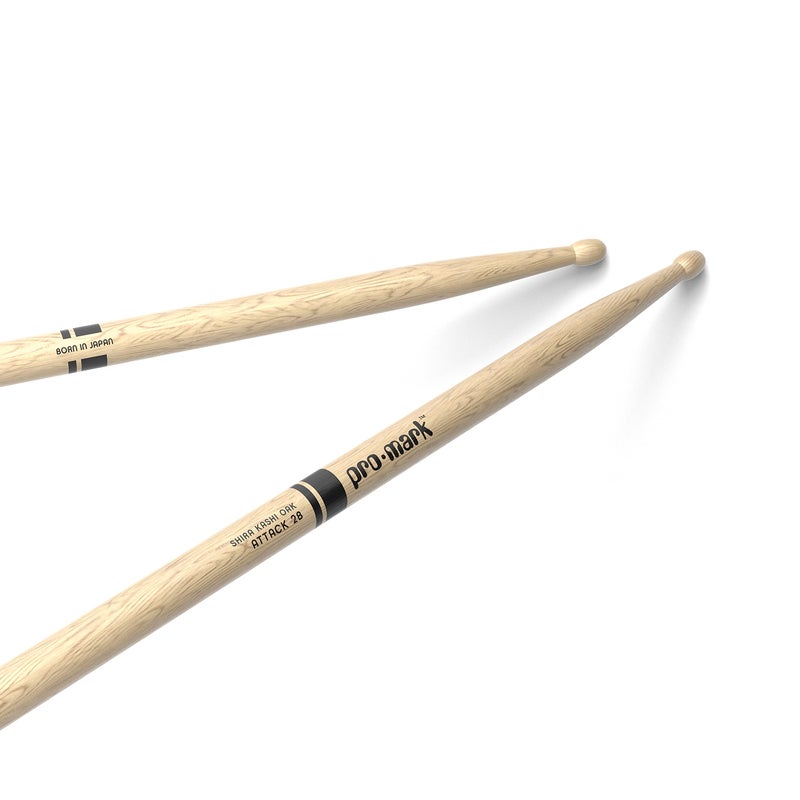 ProMark Drum Sticks - Classic Attack 2B Shira Kashi Oak Drumsticks, Oval Wood Tip, One Pair - Image 1