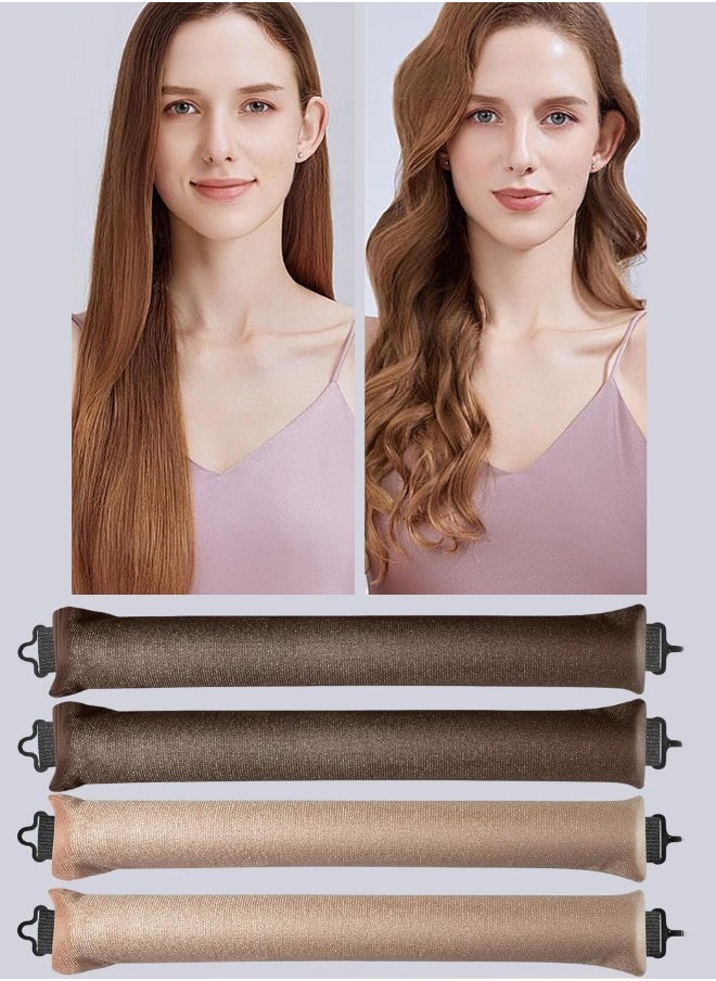 NIKITA.VIVI 4 Pcs Heatless Hair Curler Set Hair Curling No Heat Hair Curler to Sleep in Curling Rod Curlers for Short Hair Overnight Blowout Curls Rods for Hair Rods for Heatless Curls Blonde Brown Curler Headband Heatless Curling Rod  - Image 1