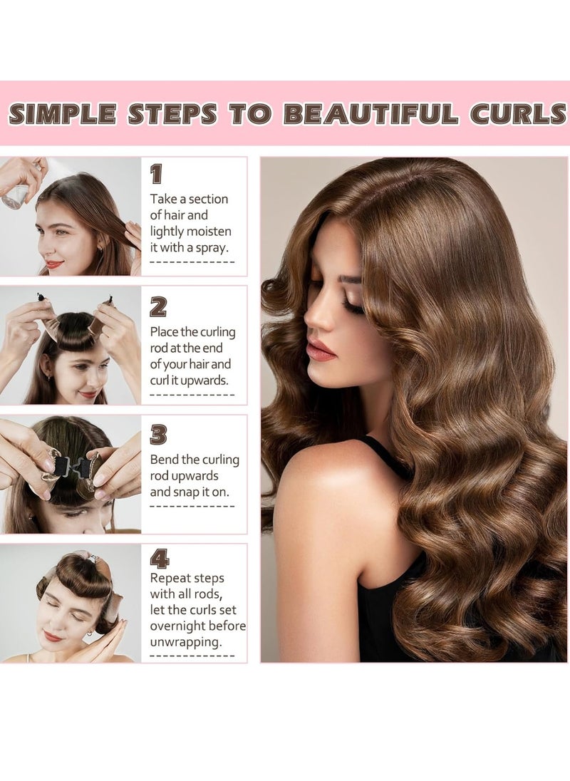 NIKITA.VIVI 4 Pcs Heatless Hair Curler Set Hair Curling No Heat Hair Curler to Sleep in Curling Rod Curlers for Short Hair Overnight Blowout Curls Rods for Hair Rods for Heatless Curls Blonde Brown Curler Headband Heatless Curling Rod  - Image 2