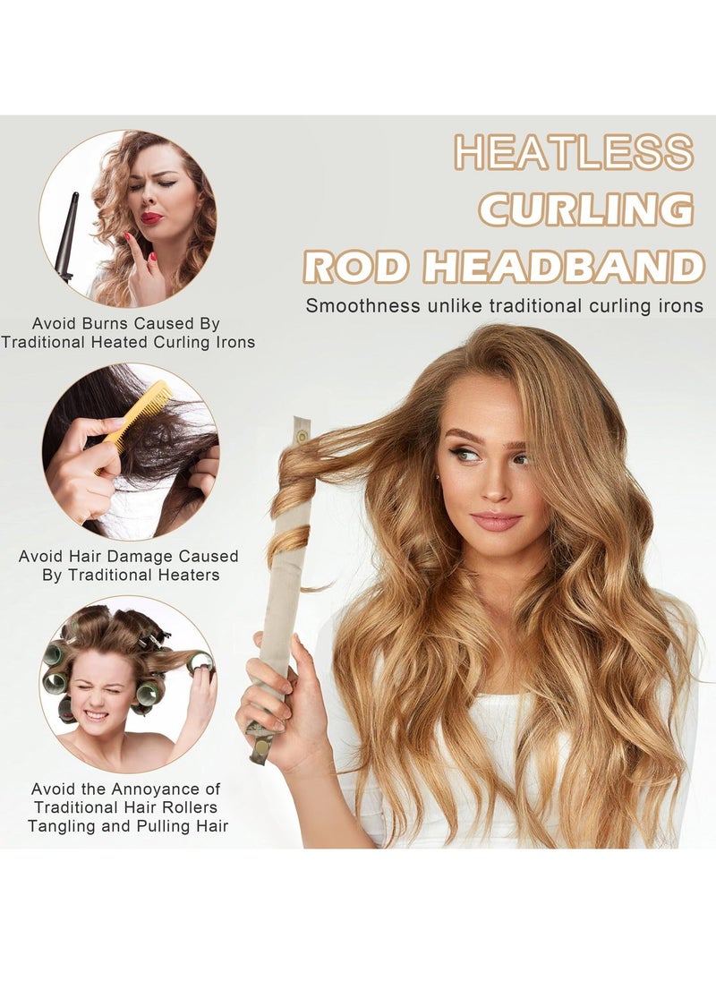 NIKITA.VIVI 4 Pcs Heatless Hair Curler Set Hair Curling No Heat Hair Curler to Sleep in Curling Rod Curlers for Short Hair Overnight Blowout Curls Rods for Hair Rods for Heatless Curls Blonde Brown Curler Headband Heatless Curling Rod  - Image 4