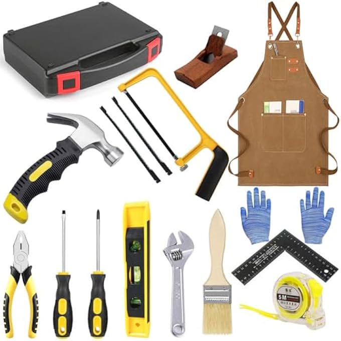 CHILDREN'S TOOL SET, CHILDREN'S TOOL WITH REAL HAND TOOLS, BEGINNERS LEARNING BUILDING TOOL, TOY HAMMER WITH TOOL BOX FOR HOME, DIY CONSTRUCTION AND WOODWORKING, GIFT FOR BOYS AND GIRLS - Image 2