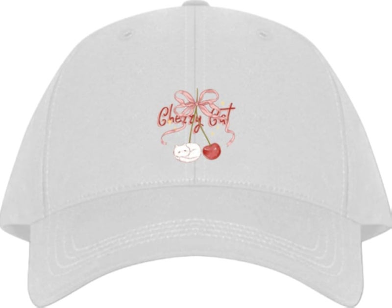 Cherry Cat Planets unisex baseball cap White