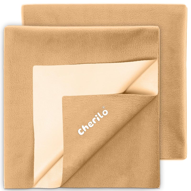 Cherilo Quick Dry Waterproof Protector Baby Dry Sheets, Small (50cm X 70cm)| Beige, Pack of 2 - Image 1